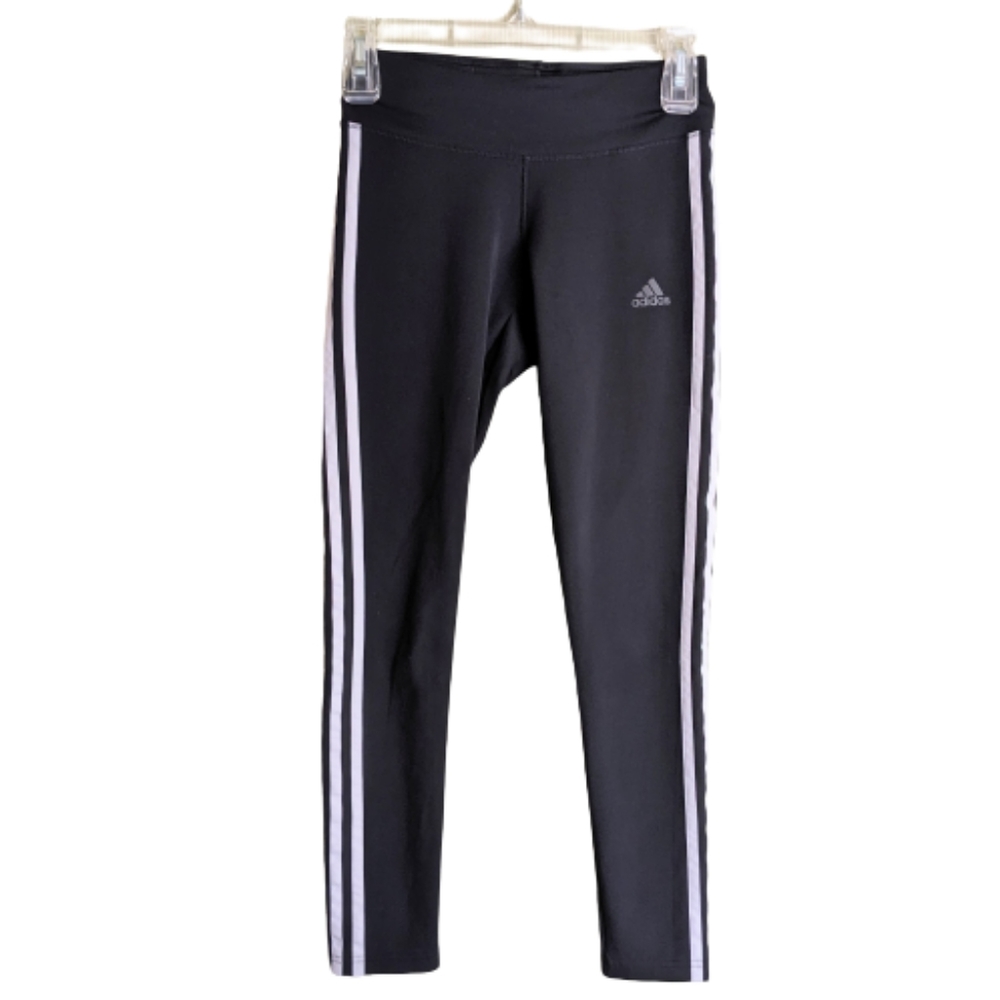 Adidas Climalite Workout Legging Black White Side Stripes